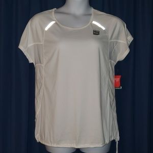 Danskin white exercise top bungee hem